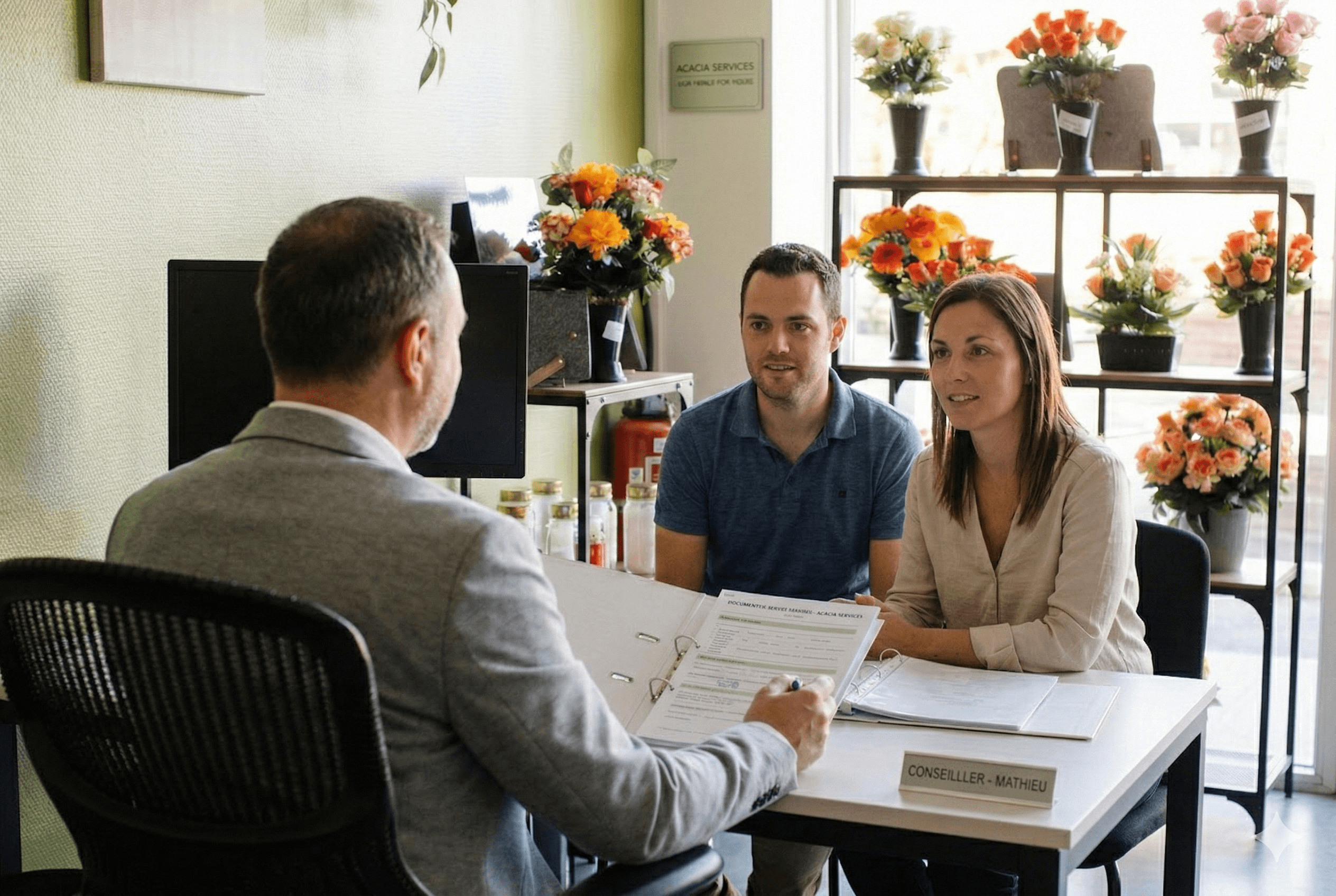 Conseiller Acacia échangeant avec une famille